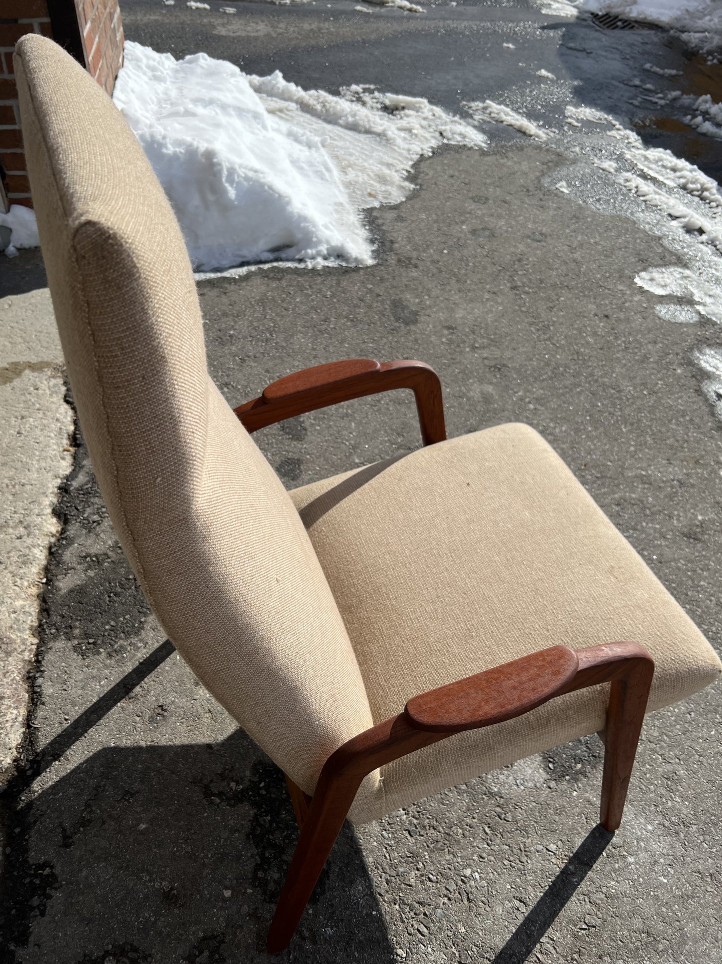 Choose Fabric***REFINISHED Danish Mid Century Modern Teak Lounge Chair will get NEW upholstery