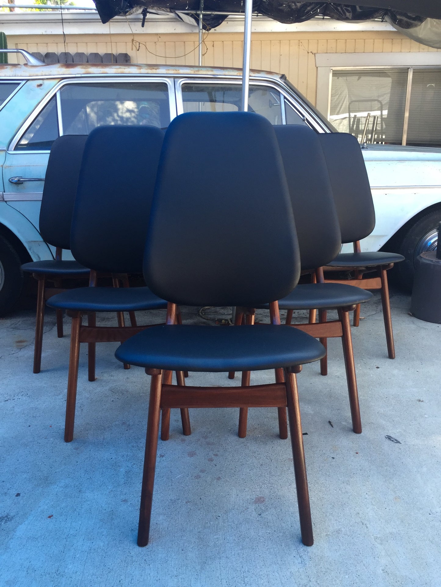 6 REFINISHED Danish MCM Teak Shield Back Chairs by Arne Hovmand-Olsen