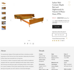 REFINISHED  Italian MCM Bed w floating nightstands Double 7