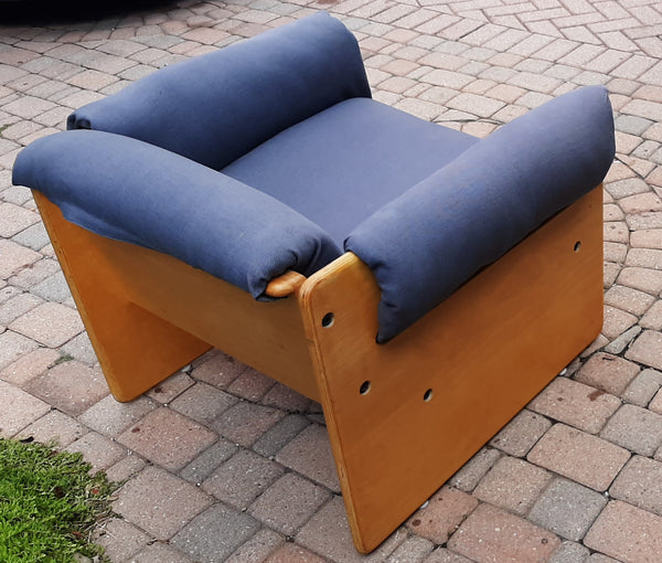 Restored Mid Century Modern Lounge Armchair in grey linen by Muller and Stewart