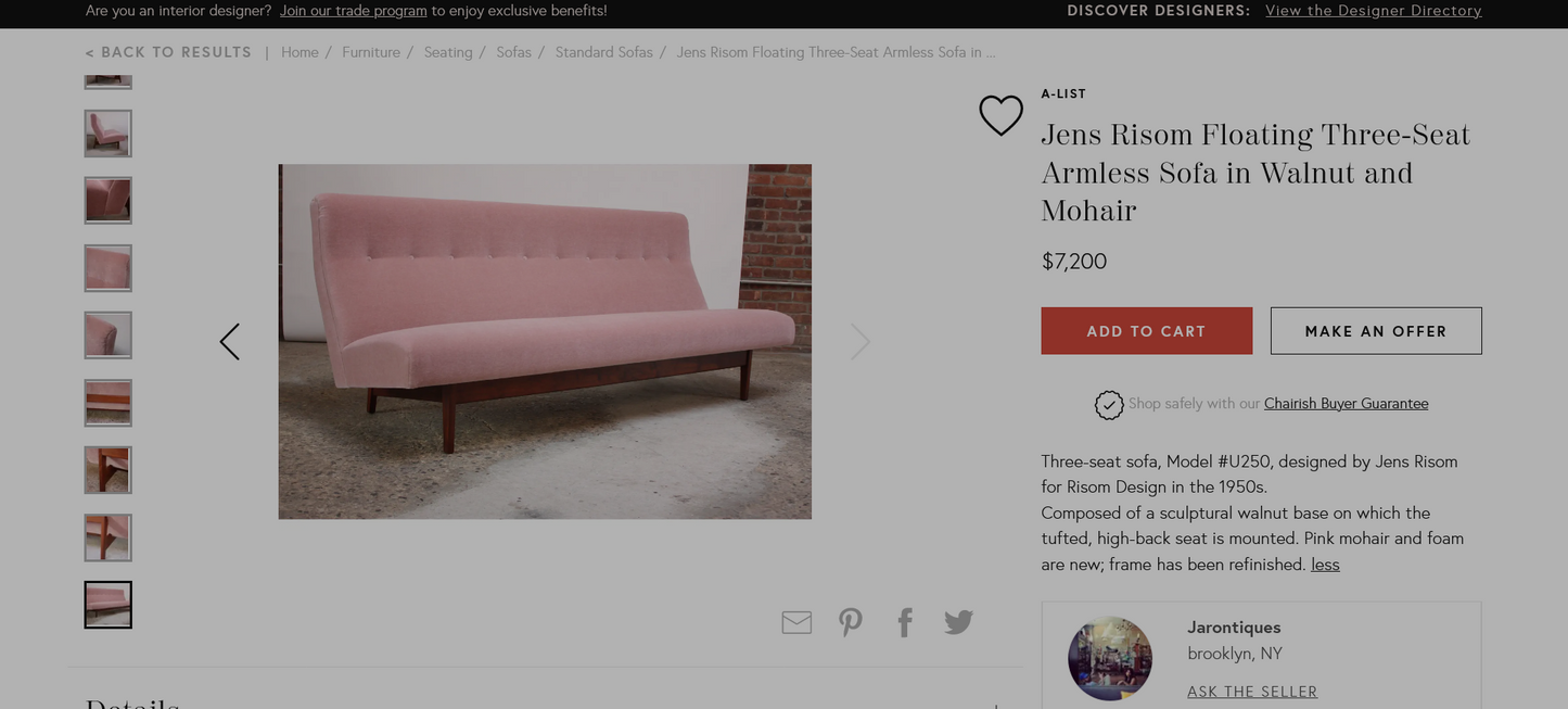 REFINISHED REUPHOLSTERED Danish MCM Sofa in Wool Mohair - PERFECT