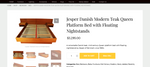 REFINISHED Danish Mid Century Modern Teak Bed Queen w Nightstands by E.Jakobsen SKIVE 10