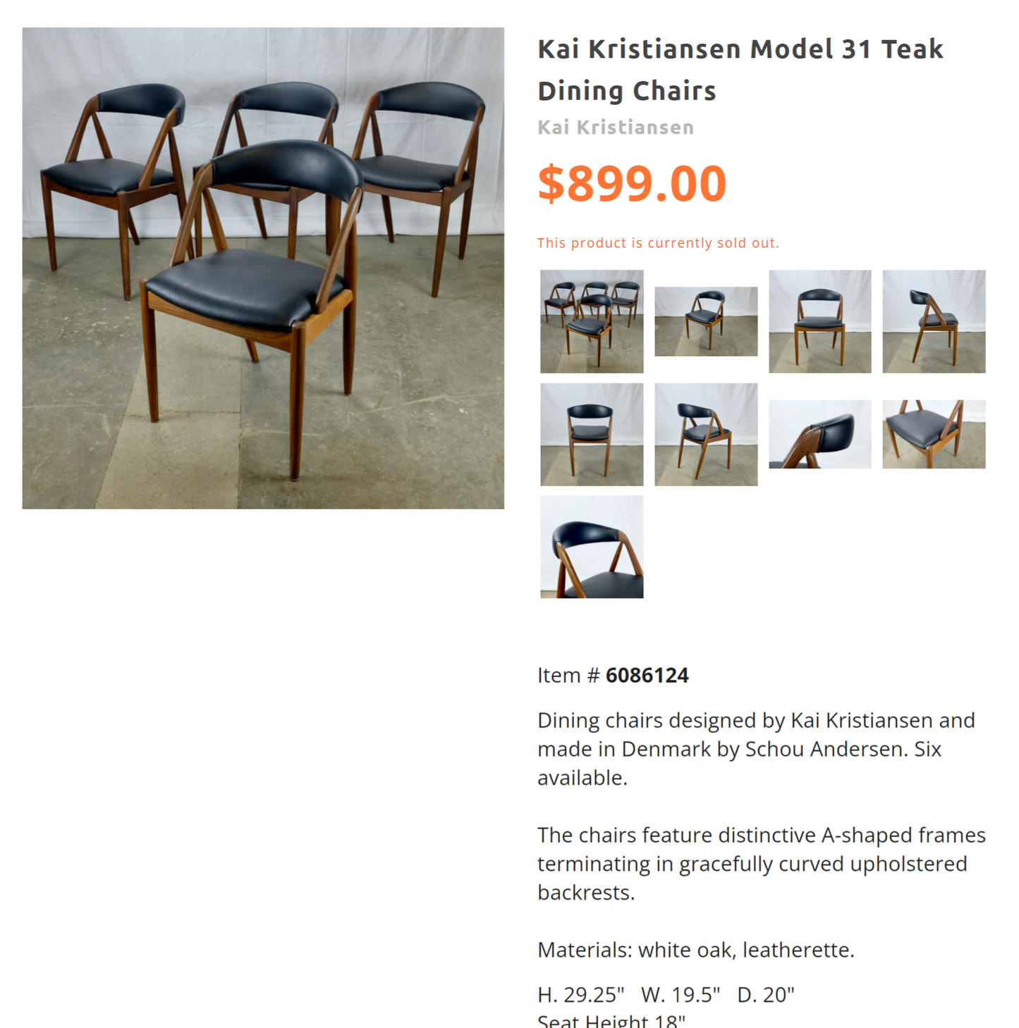 4 RESTORED Mid Century Modern Kai Kristiansen Teak Chairs, Model 31