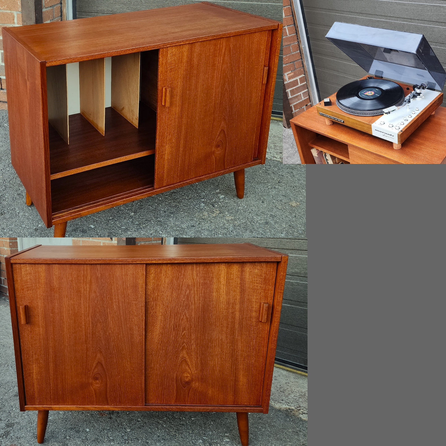 REFINISHED Mid Century Modern Teak Record Media Console 32"