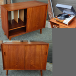 REFINISHED Mid Century Modern Teak Record Media Console 32