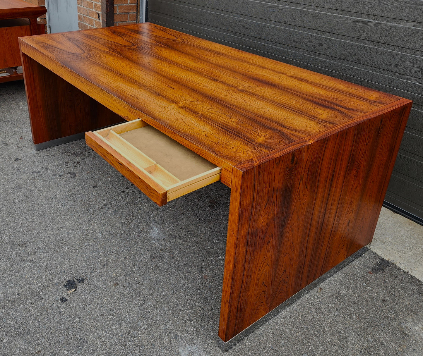 REFINISHED Mid Century Modern Free-Standing Rosewood Desk by J. Geiger