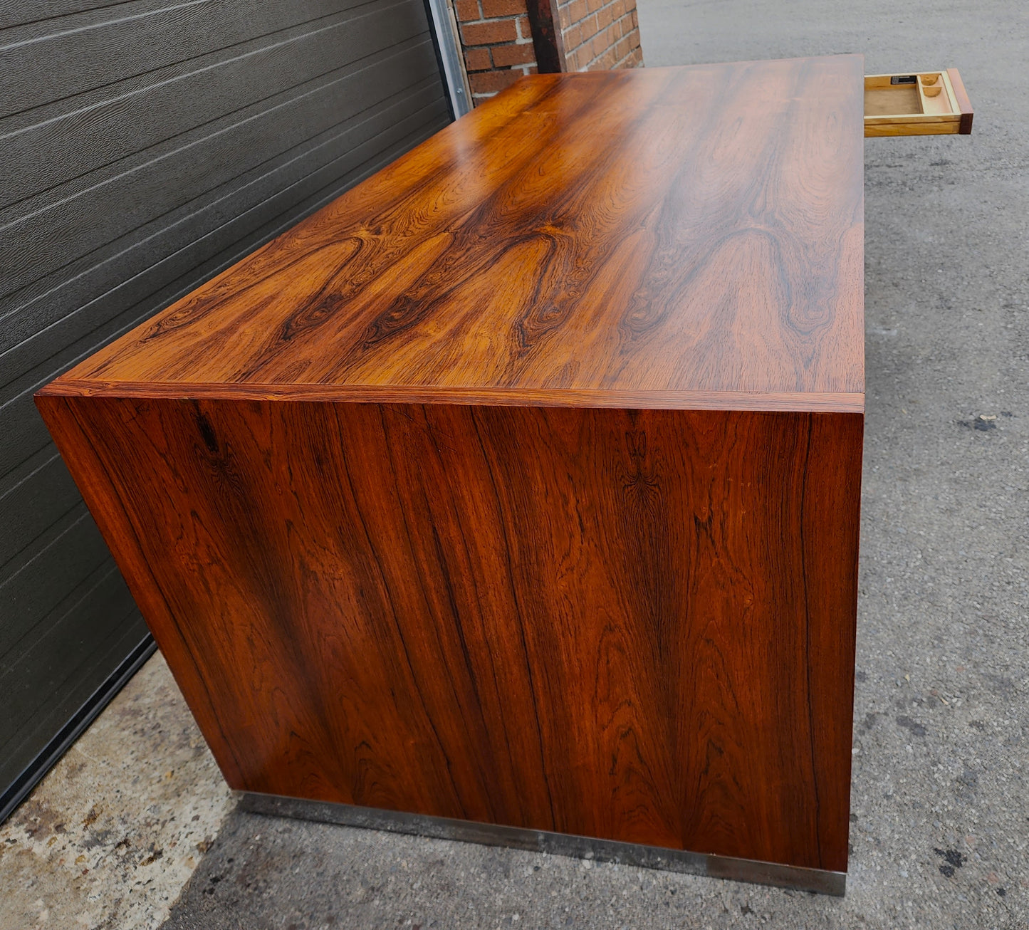 REFINISHED Mid Century Modern Free-Standing Rosewood Desk by J. Geiger