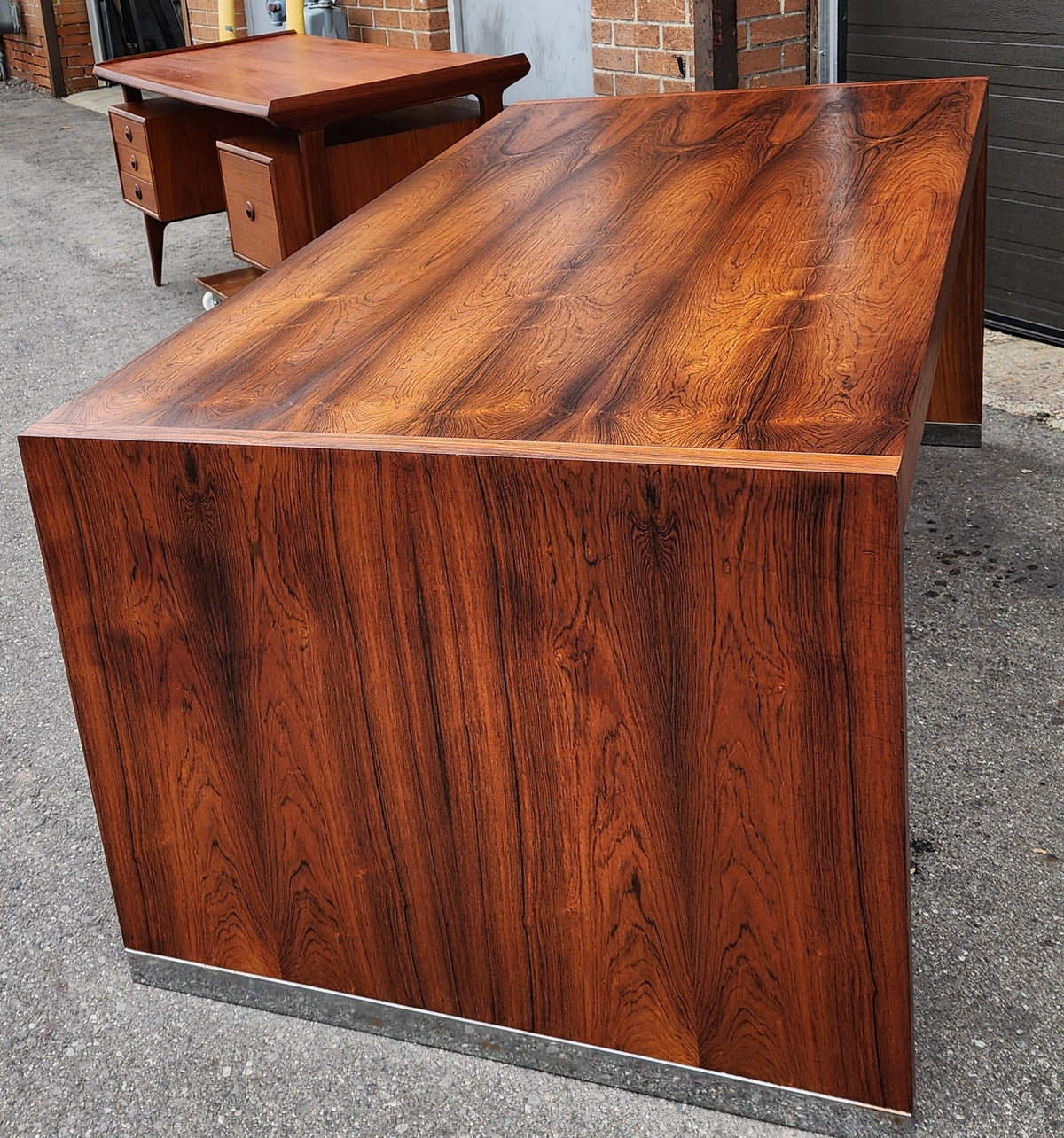 REFINISHED Mid Century Modern Free-Standing Rosewood Desk by J. Geiger