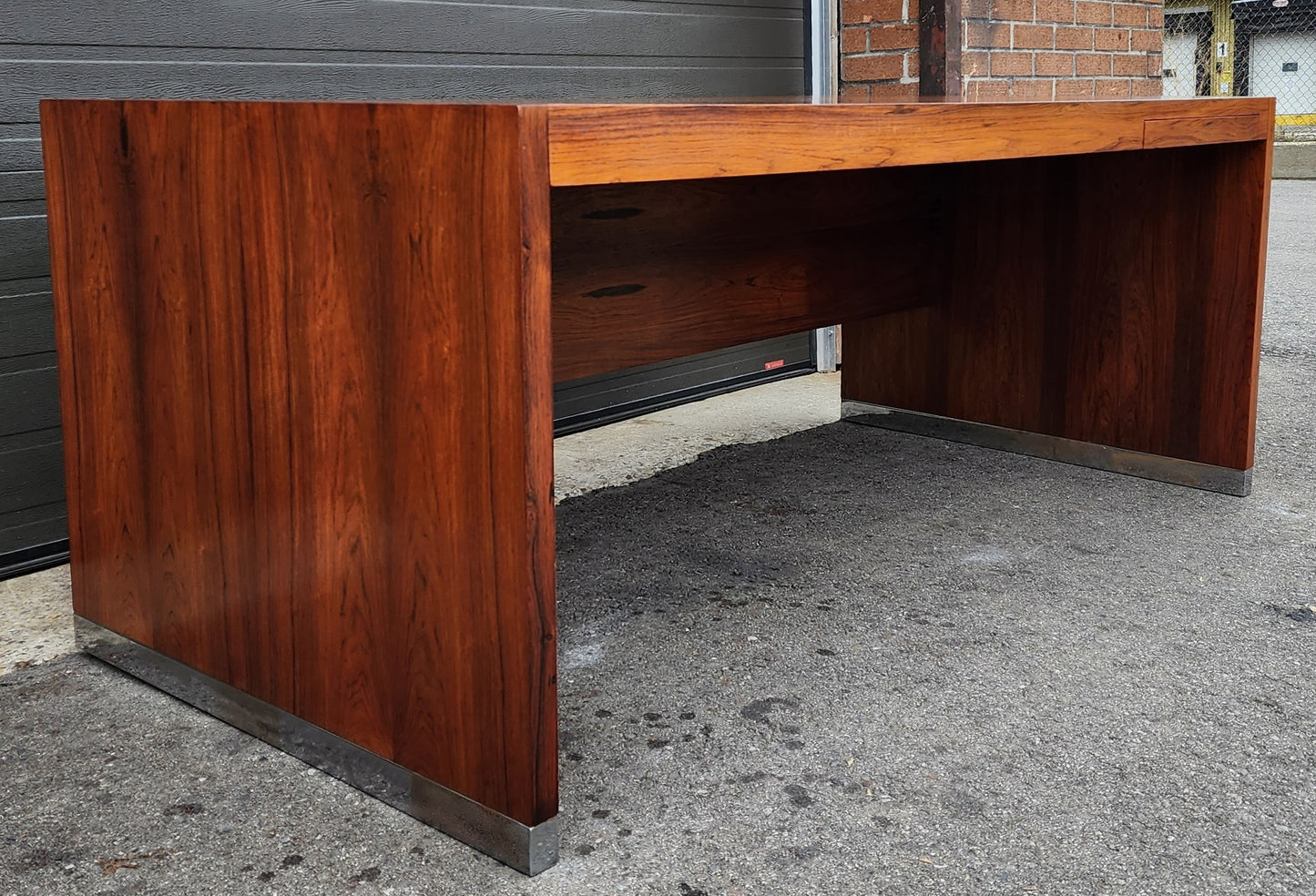 REFINISHED Mid Century Modern Free-Standing Rosewood Desk by J. Geiger