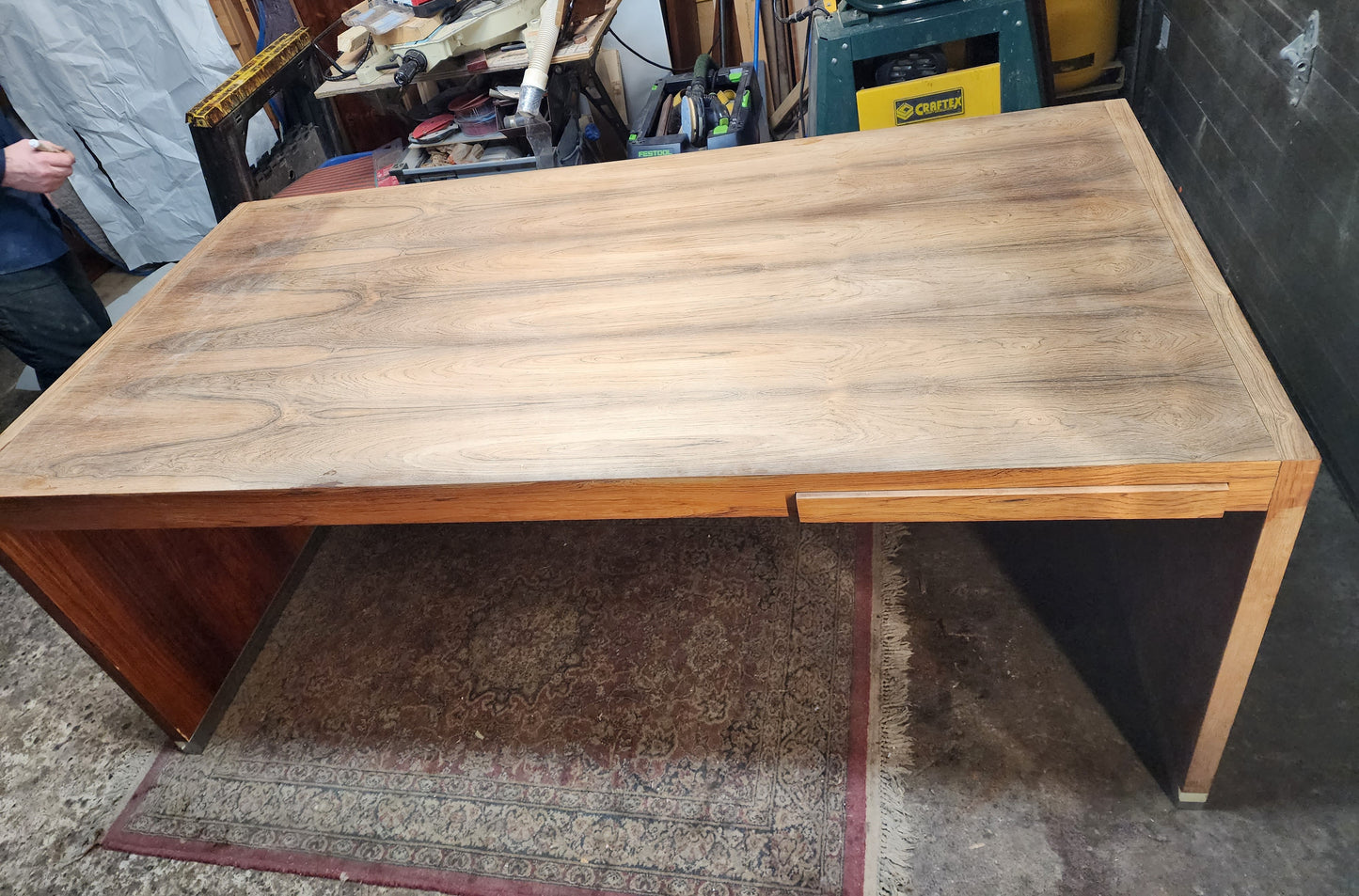 REFINISHED Mid Century Modern Free-Standing Rosewood Desk by J. Geiger