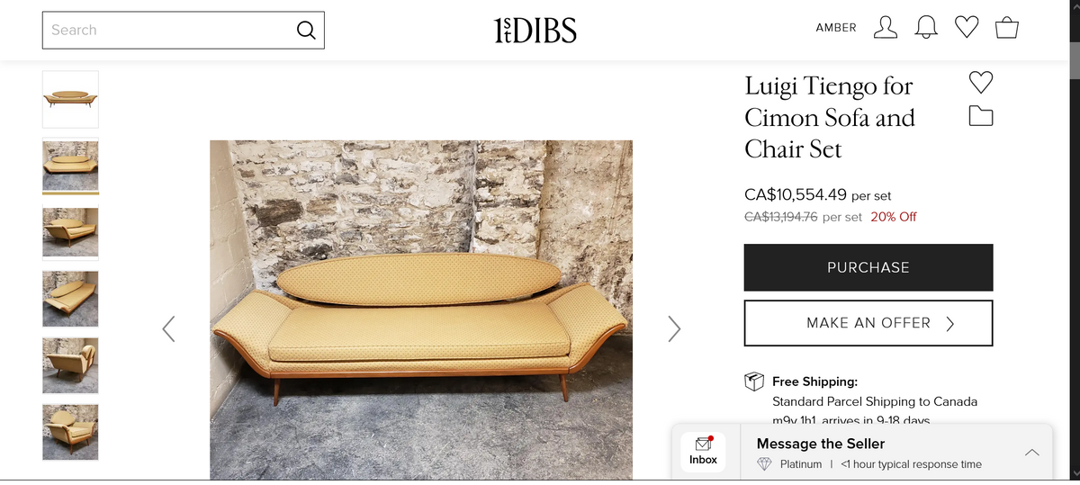 REFINISHED REUPHOLSTERED in Maharam MCM Gondola Sofa & Armchair by L. Tiengo, Perfect