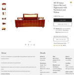 REFINISHED  Italian MCM Bed w floating nightstands Double 8