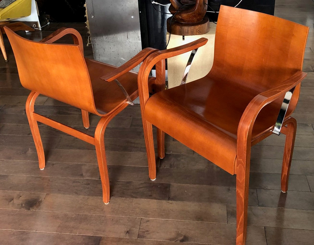 ON HOLD for Stefan and Katharina Set of 2 MCM Franzolini Knoll Studio All Wood Arm Chairs, made in Italy - Mid Century Modern Toronto