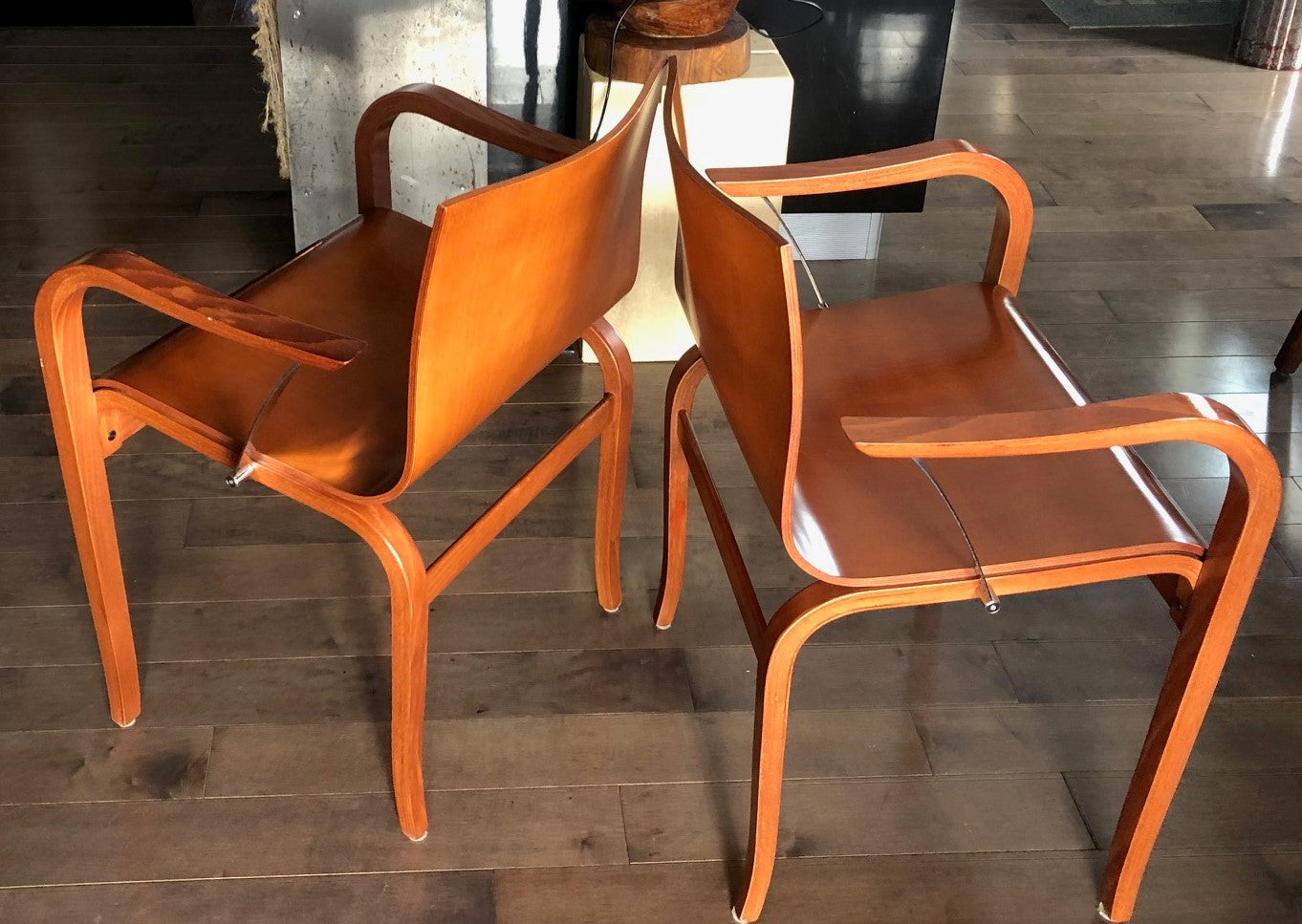 ON HOLD for Stefan and Katharina Set of 2 MCM Franzolini Knoll Studio All Wood Arm Chairs, made in Italy - Mid Century Modern Toronto