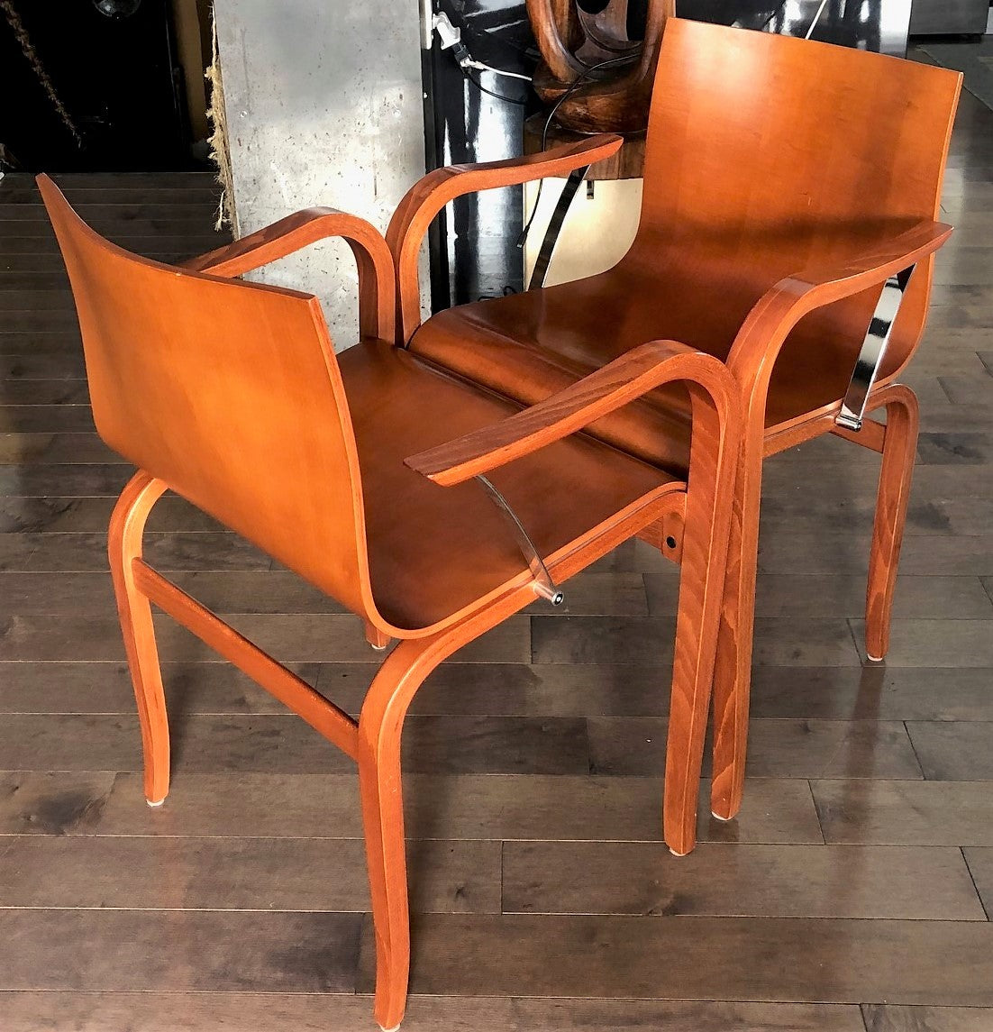 ON HOLD for Stefan and Katharina Set of 2 MCM Franzolini Knoll Studio All Wood Arm Chairs, made in Italy - Mid Century Modern Toronto