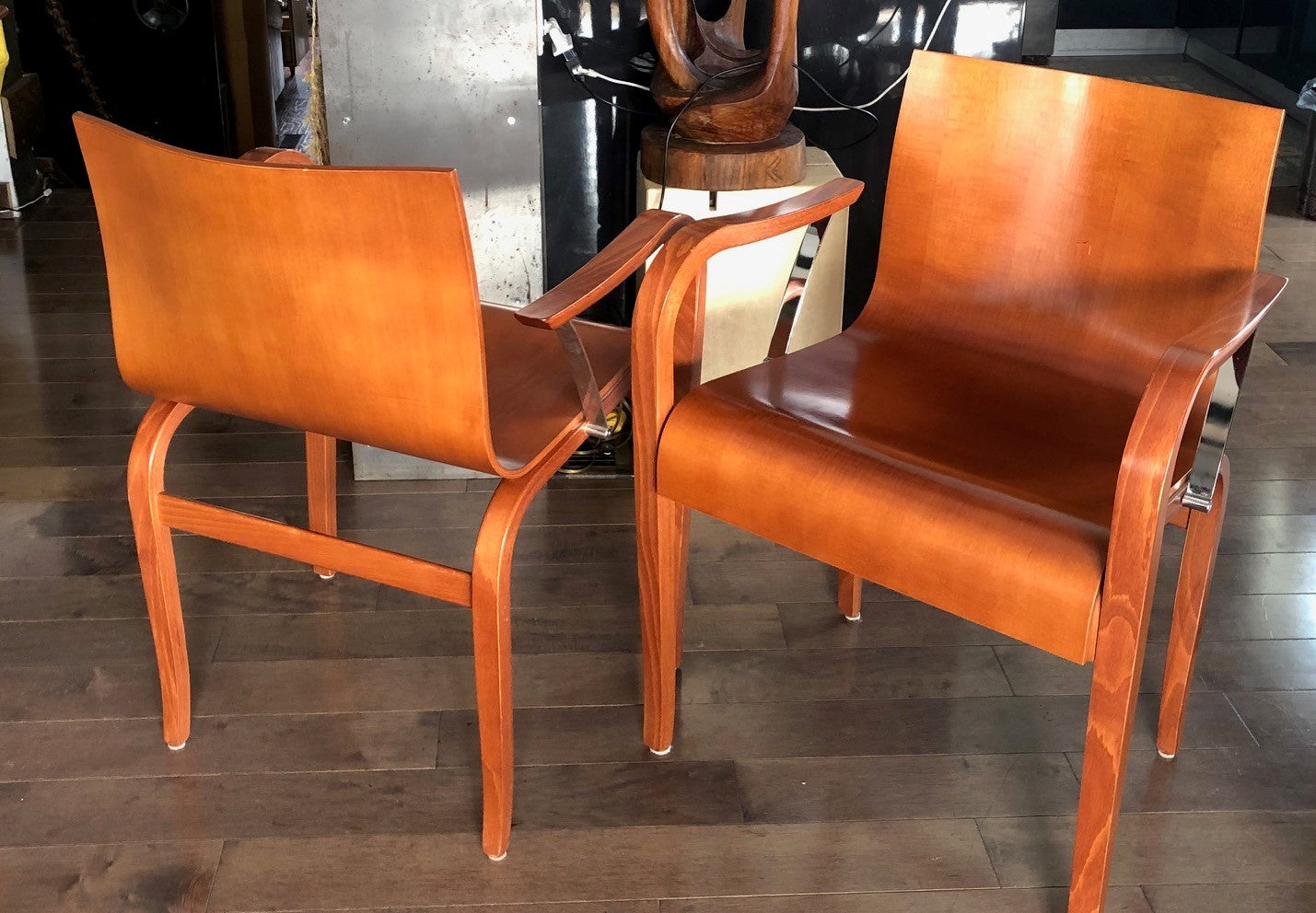 ON HOLD for Stefan and Katharina Set of 2 MCM Franzolini Knoll Studio All Wood Arm Chairs, made in Italy - Mid Century Modern Toronto