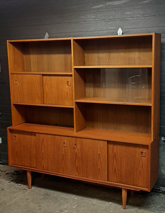 ON HOLD***REFINISHED MCM Teak Sideboard & Topper Display 70.5" perfect, 2 parts - Mid Century Modern Toronto