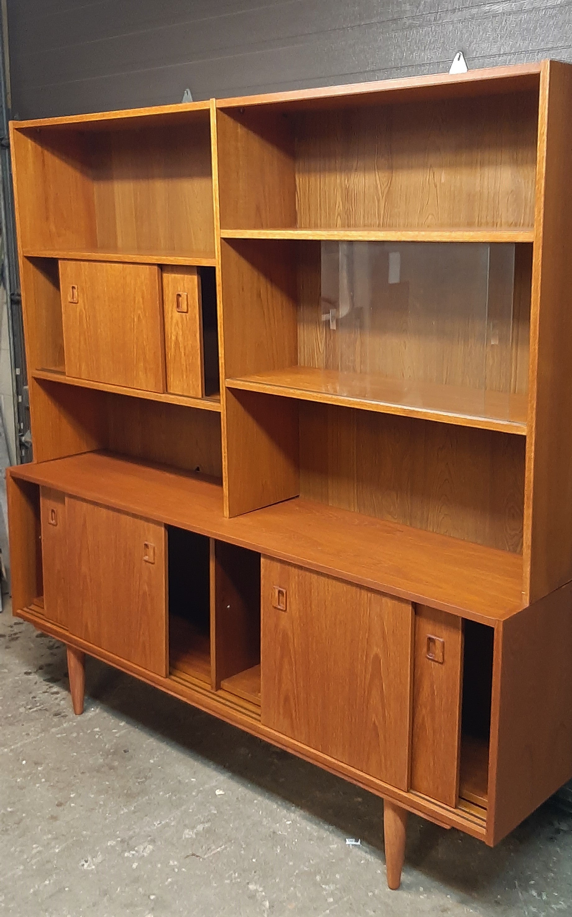 ON HOLD***REFINISHED MCM Teak Sideboard & Topper Display 70.5" perfect, 2 parts - Mid Century Modern Toronto