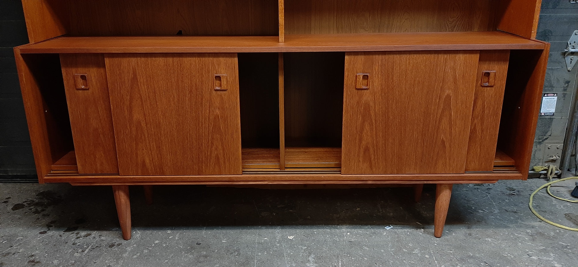 ON HOLD***REFINISHED MCM Teak Sideboard & Topper Display 70.5" perfect, 2 parts - Mid Century Modern Toronto