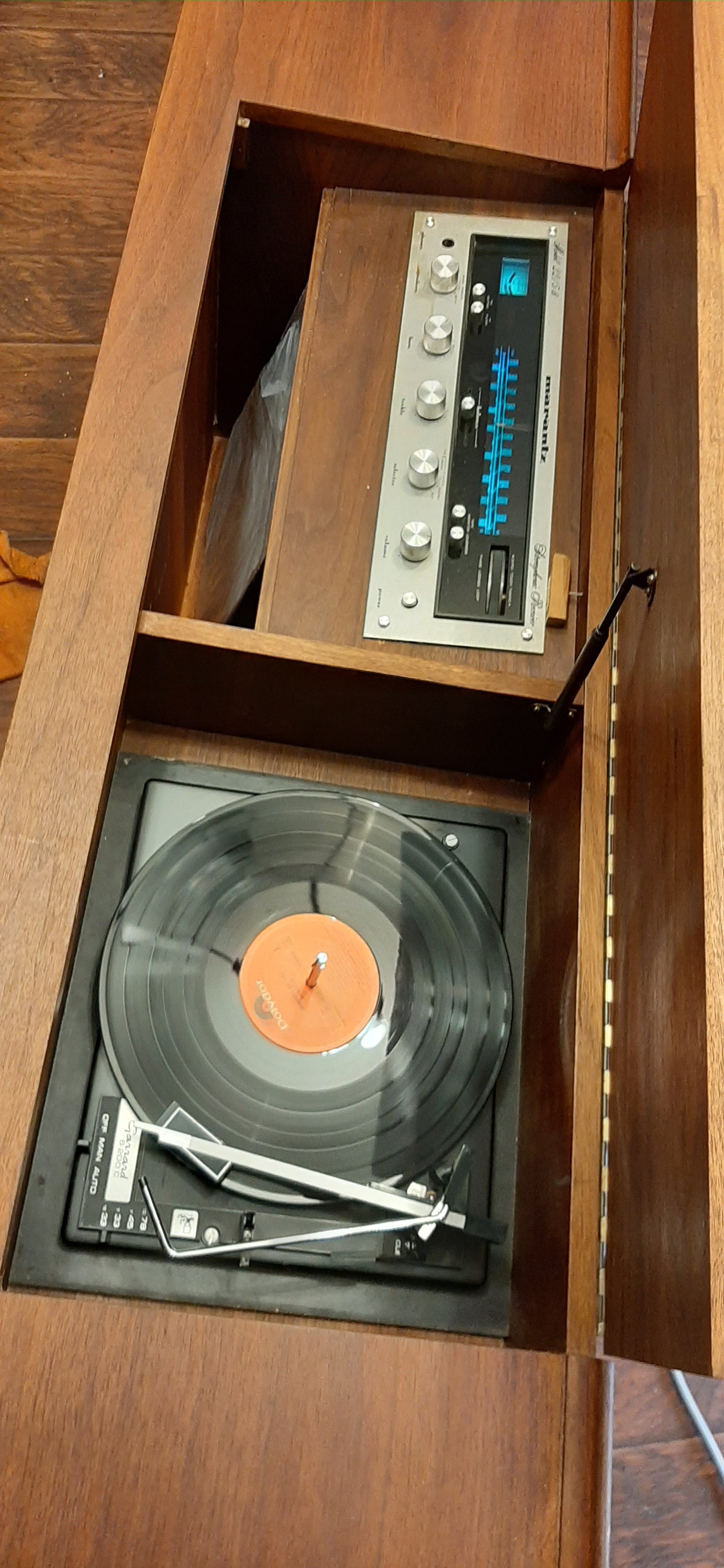 REFINISHED MCM Walnut Console 66", PERFECT with Garrard turntable & Marantz receiver - Mid Century Modern Toronto