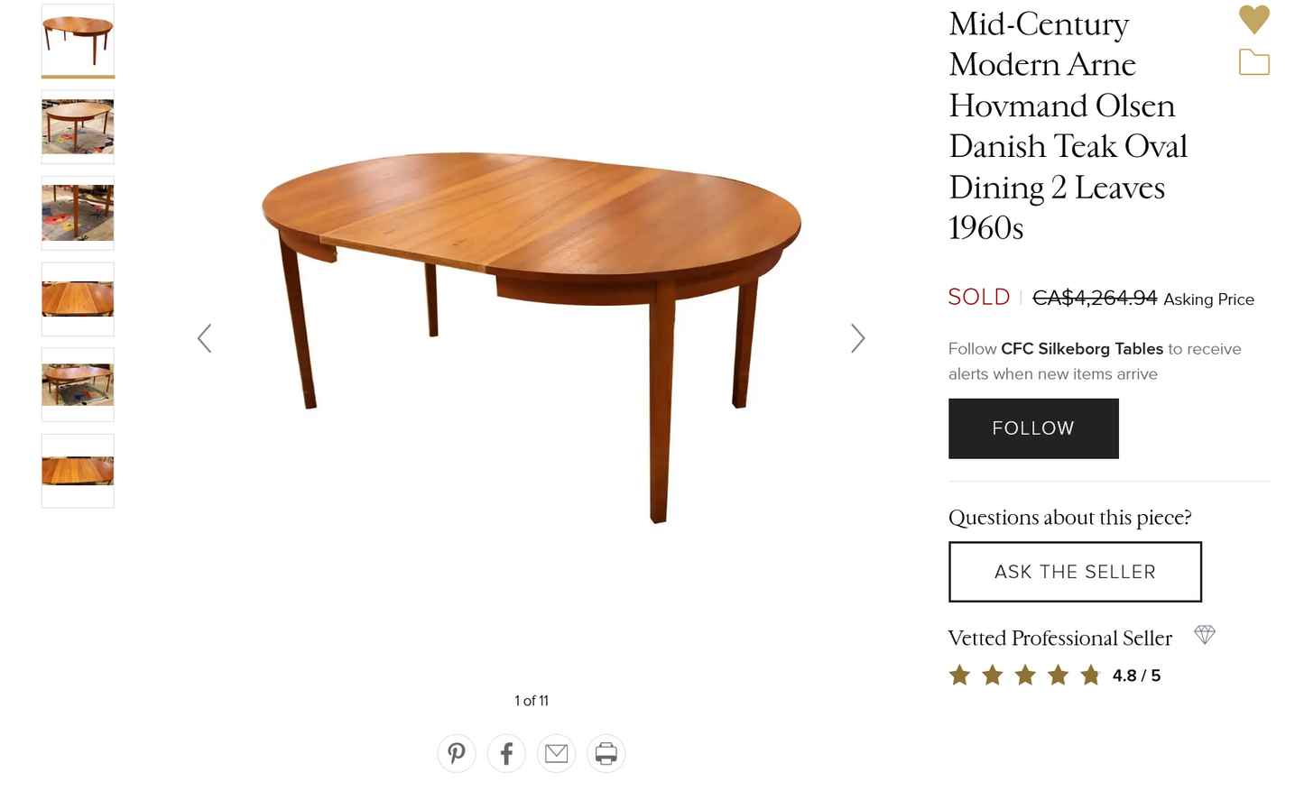 REFINISHED Danish MCM Teak Dining Table w 2 Leaves by A.H.Olsen, PERFECT, 64" - 103"