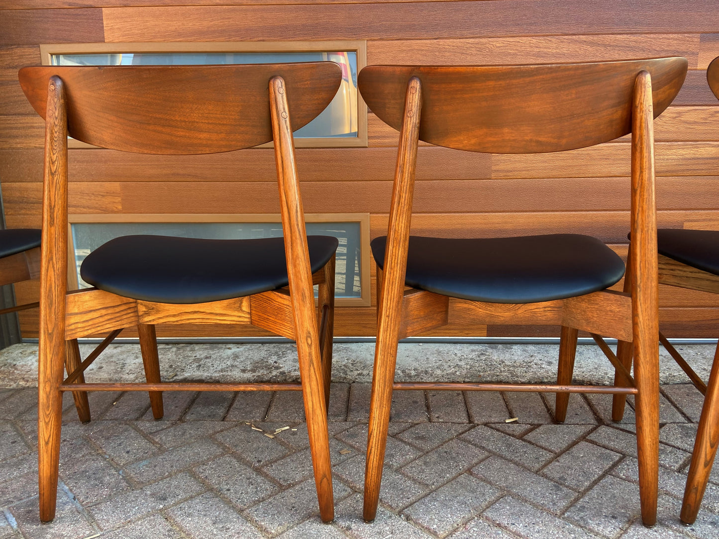 4 REFINISHED REUPHOLSTERED Mid Century Modern Walnut Chairs, Large