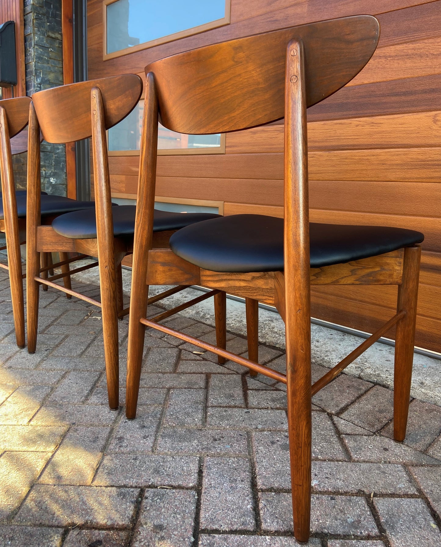 4 REFINISHED REUPHOLSTERED Mid Century Modern Walnut Chairs, Large