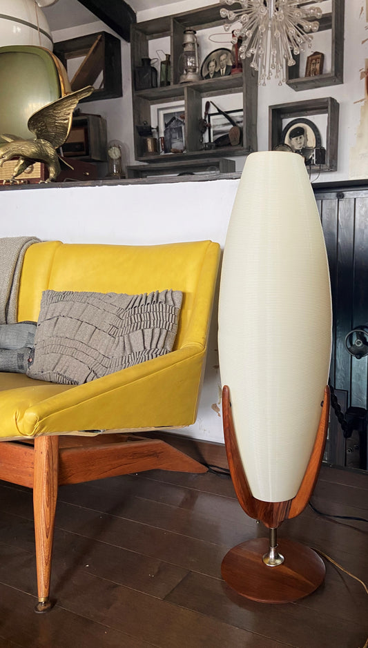 REFINISHED Mid Century Modern Heifetz Rotaflex Walnut Table or Floor Lamp XL