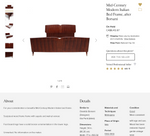 REFINISHED  Italian MCM Bed w floating nightstands Double 10