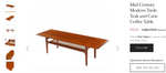 REFINISHED Danish Mid Century Modern XL Teak Coffee Table with Cane Shelf by Trioh 9