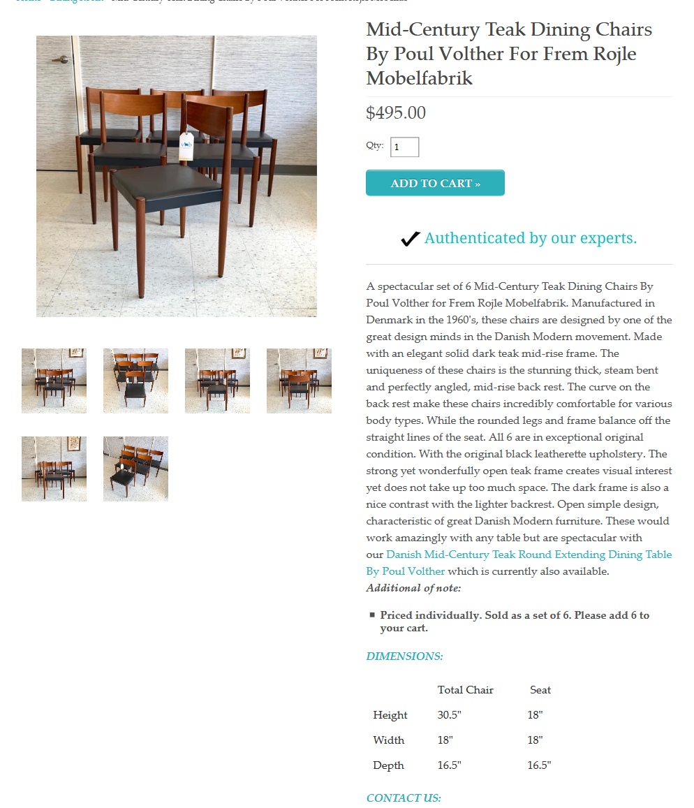 4 Poul Volther for Frem Rojle Danish MCM Teak Chairs REFINISHED REUPHOLSTERED, perfect, like new