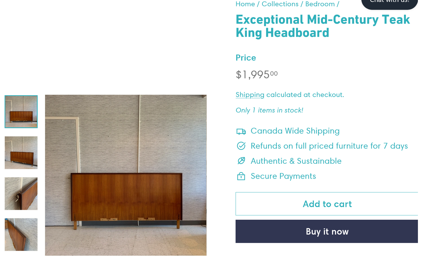 REFINISHED Mid Century Modern Teak King Bed w Storage Drawers & 2 Nightstands