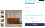 REFINISHED Mid Century Modern Teak King Bed w Storage Drawers & 2 Nightstands 11