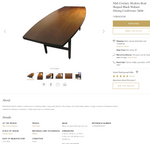 DEPOSIT 50% ****REFINISHED MCM Walnut dining or boardroom table boat shaped by Jens Risom 8ft, PERFECT, treated for durability - Mid Century Modern Toronto 6