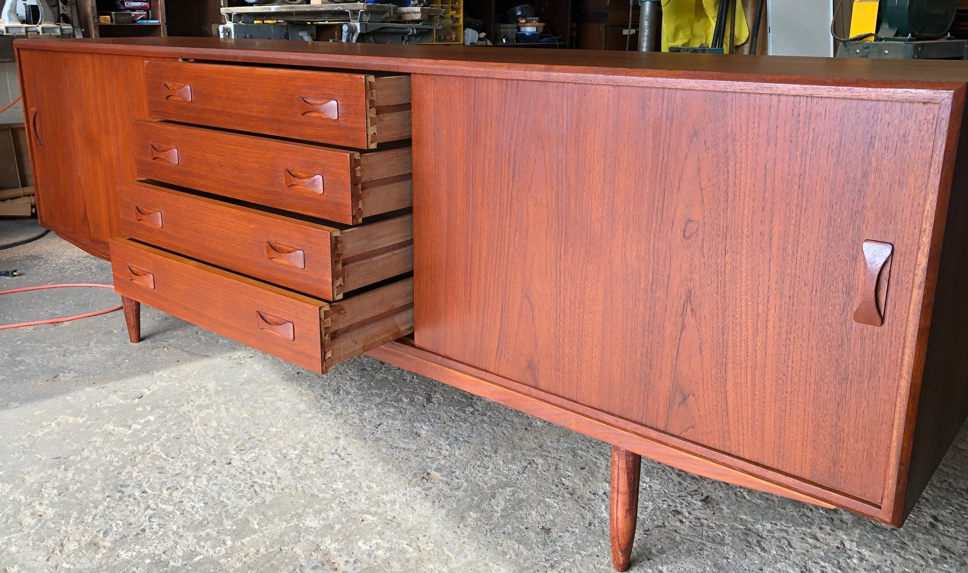 ON HOLD***REFINISHED Danish MCM Teak Sideboard by Clausen & Son, PERFECT, 82" - Mid Century Modern Toronto