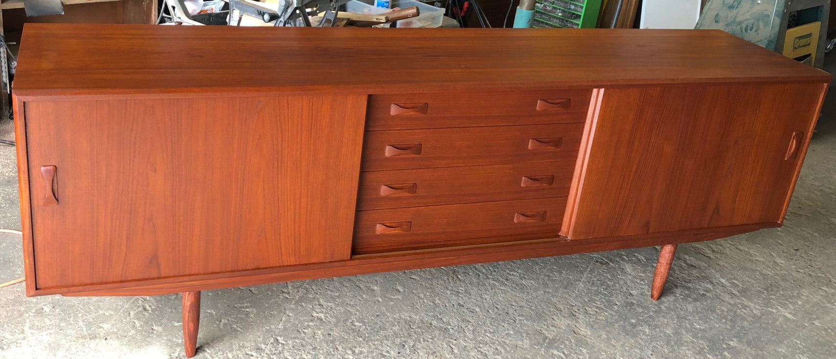 ON HOLD***REFINISHED Danish MCM Teak Sideboard by Clausen & Son, PERFECT, 82" - Mid Century Modern Toronto