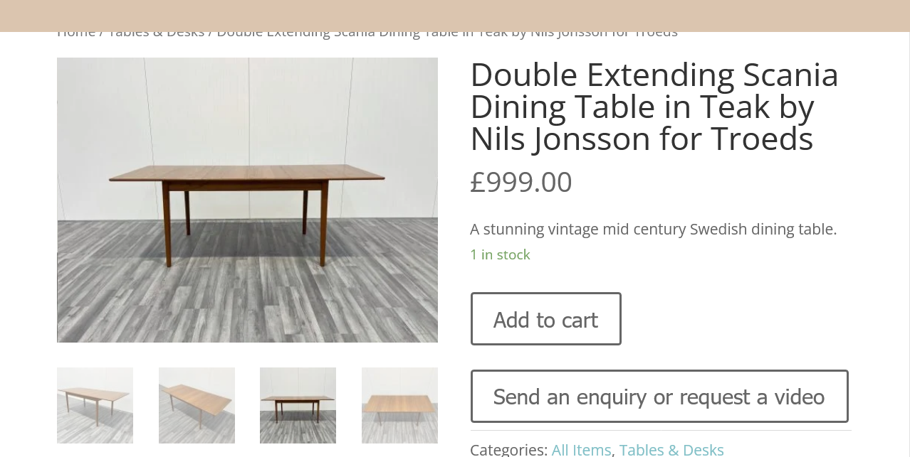 REFINISHED Mid Century Modern Extending Teak Table by Nils Jonnson for Troeds