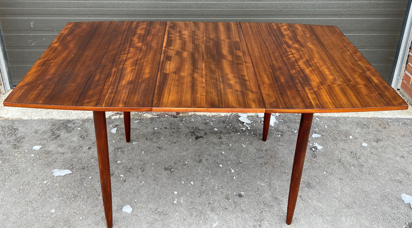 REFINISHED British MCM Extendable Dining Table by A. Cox, Perfect, Compact 42"-58"