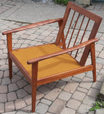 Set of 2 REFINISHED REUPHOLSTERED MCM Solid Wood Lounge Armchairs in mustard wool, like new 8