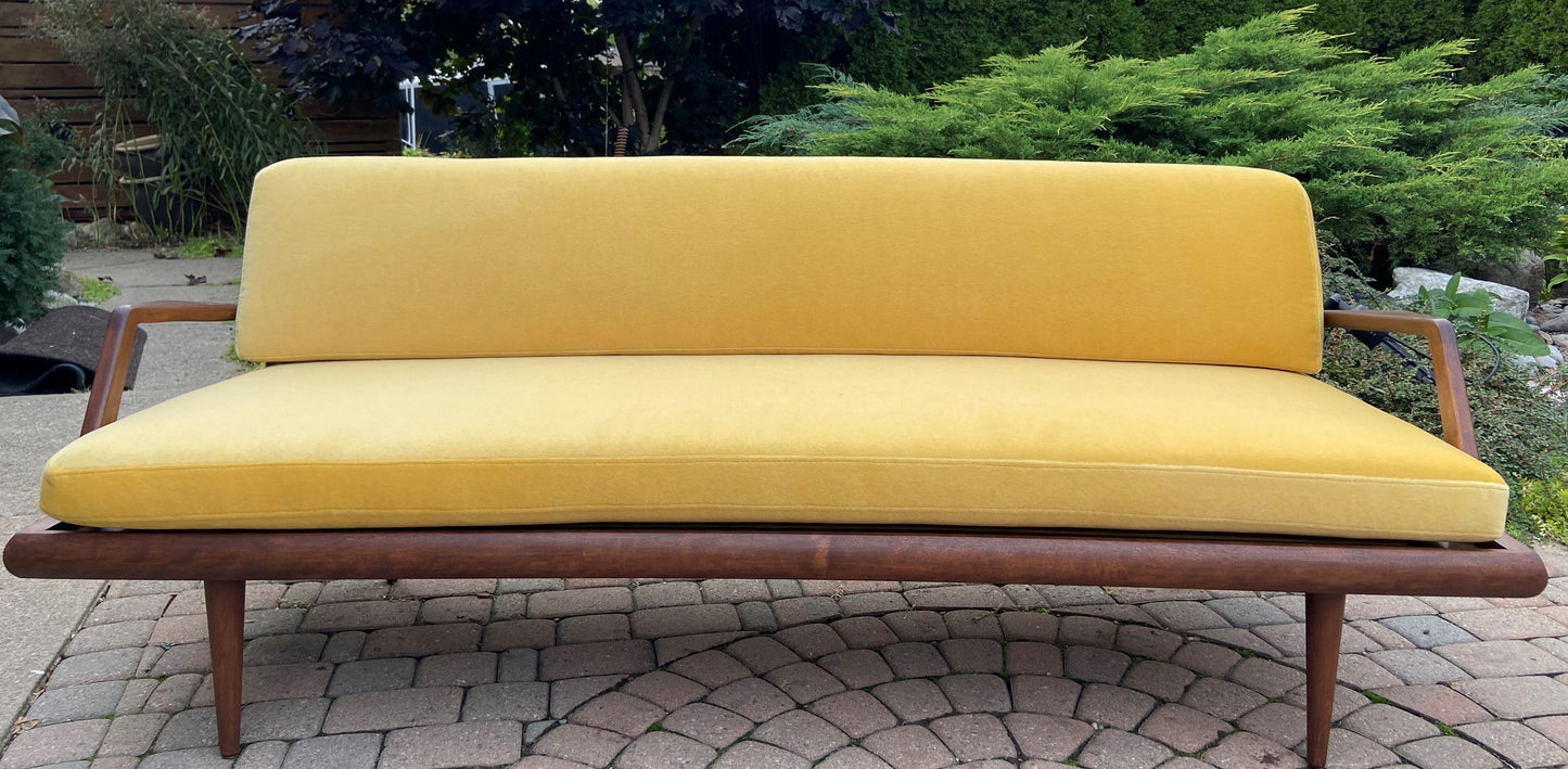 REFINISHED Mid Century Modern Daybed Sofa by A. Pearsall, NEW CUSHIONS in Wool Mohair