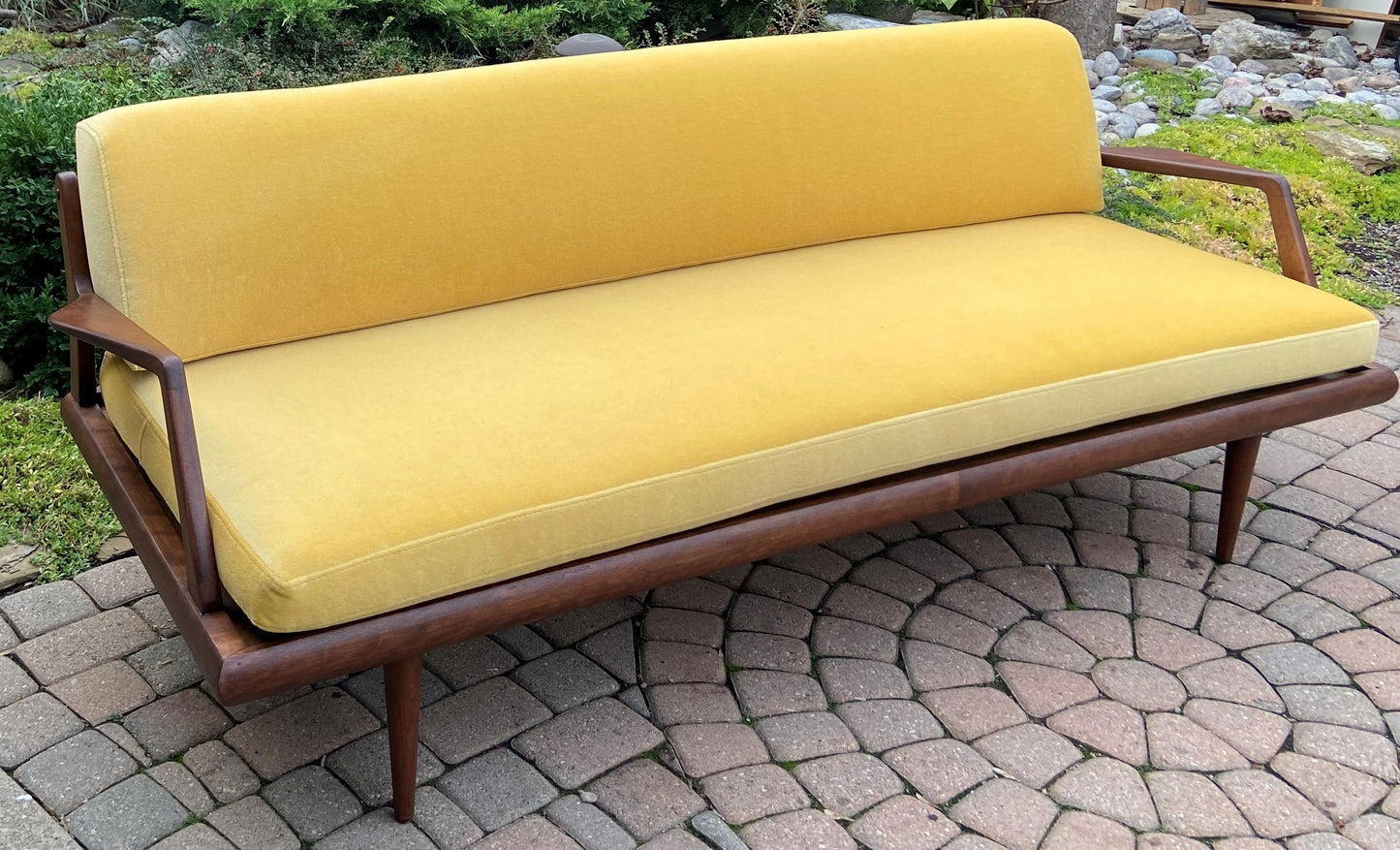 REFINISHED Mid Century Modern Daybed Sofa by A. Pearsall, NEW CUSHIONS in Wool Mohair