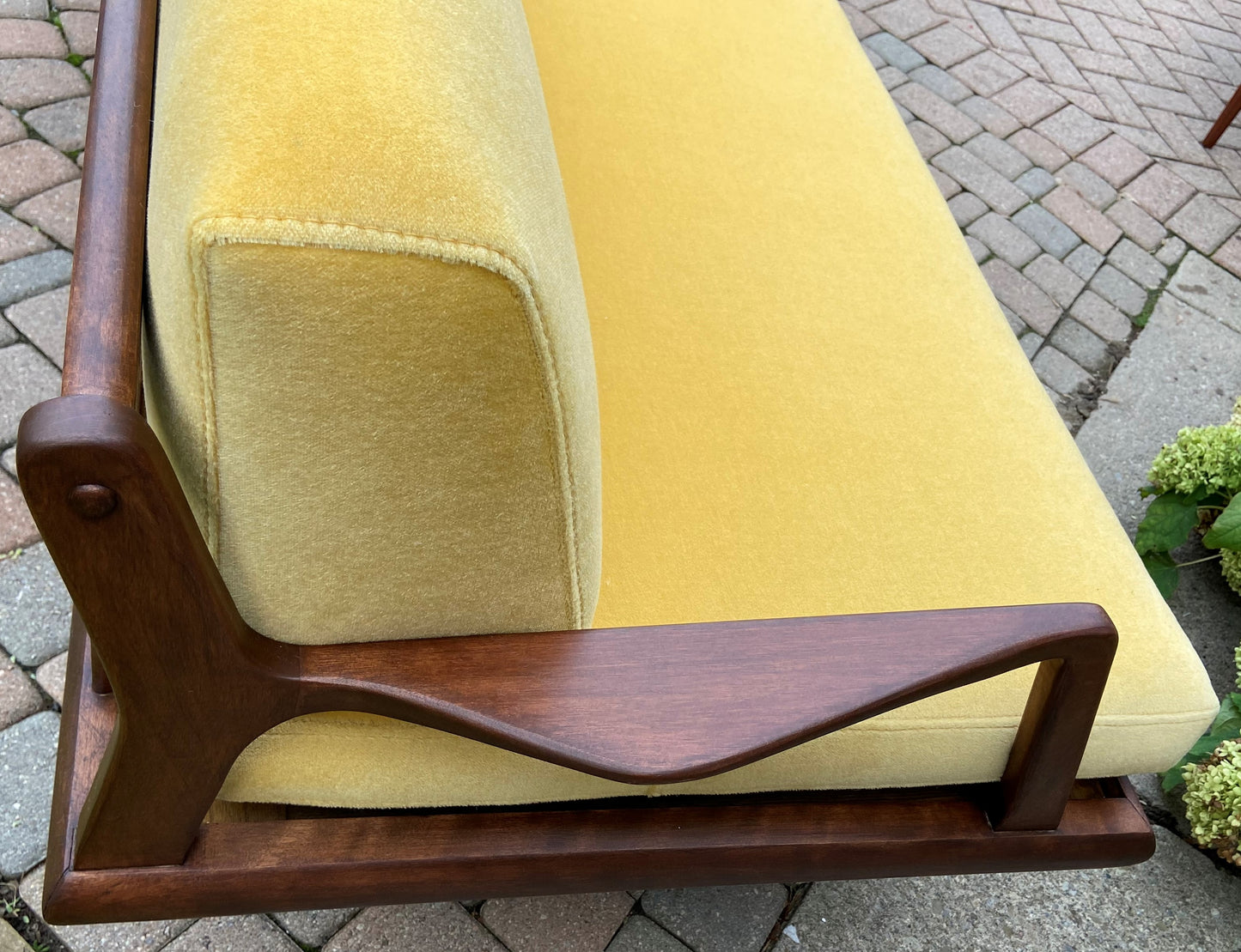 REFINISHED Mid Century Modern Daybed Sofa by A. Pearsall, NEW CUSHIONS in Wool Mohair