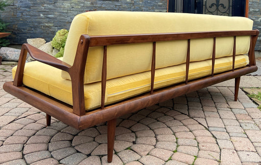 REFINISHED Mid Century Modern Daybed Sofa by A. Pearsall, NEW CUSHIONS in Wool Mohair