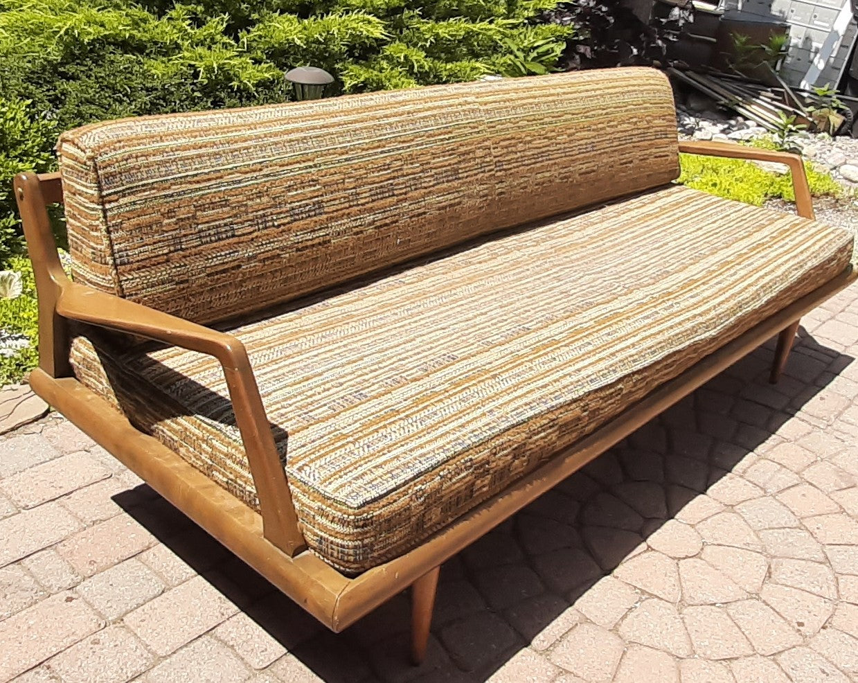 REFINISHED Mid Century Modern Daybed Sofa by A. Pearsall, NEW CUSHIONS in Wool Mohair