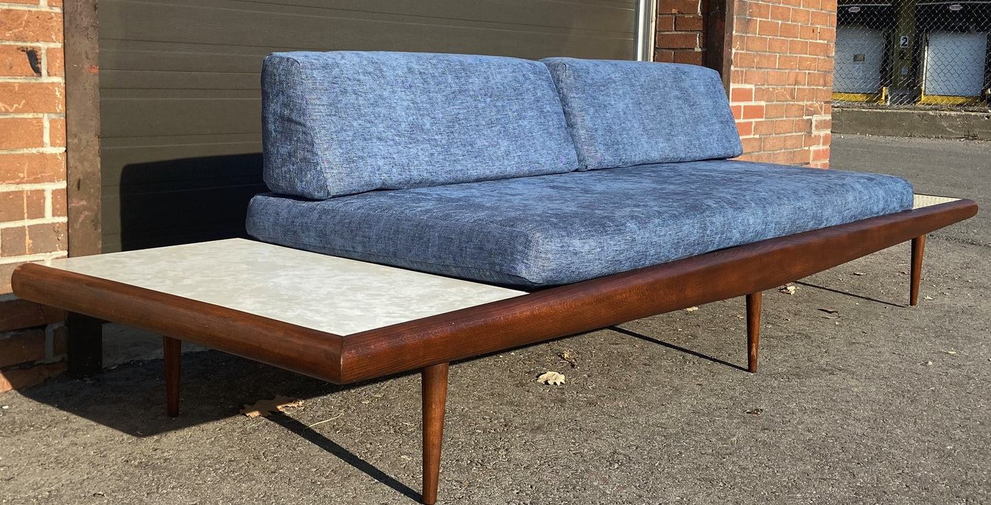 REFINISHED Mid Century Modern A. Pearsall Floating Sofa w End Tables