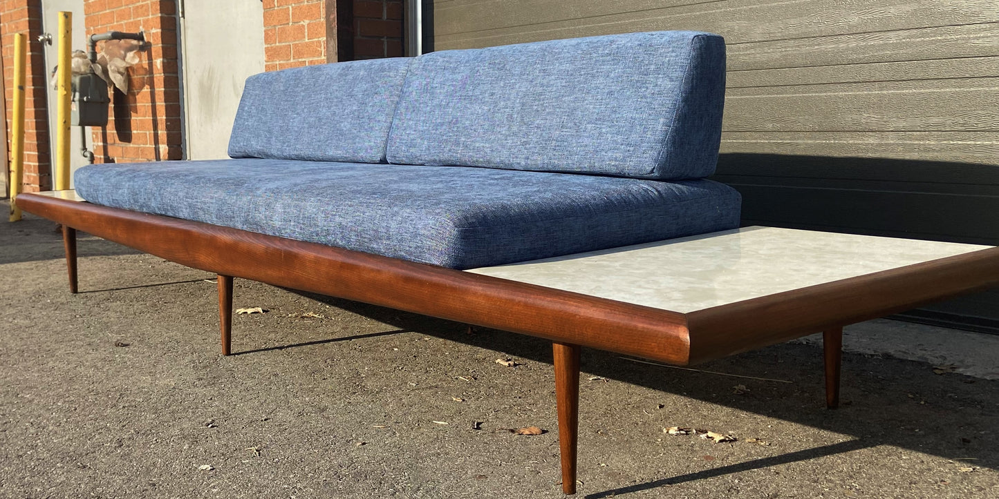 REFINISHED Mid Century Modern A. Pearsall Floating Sofa w End Tables