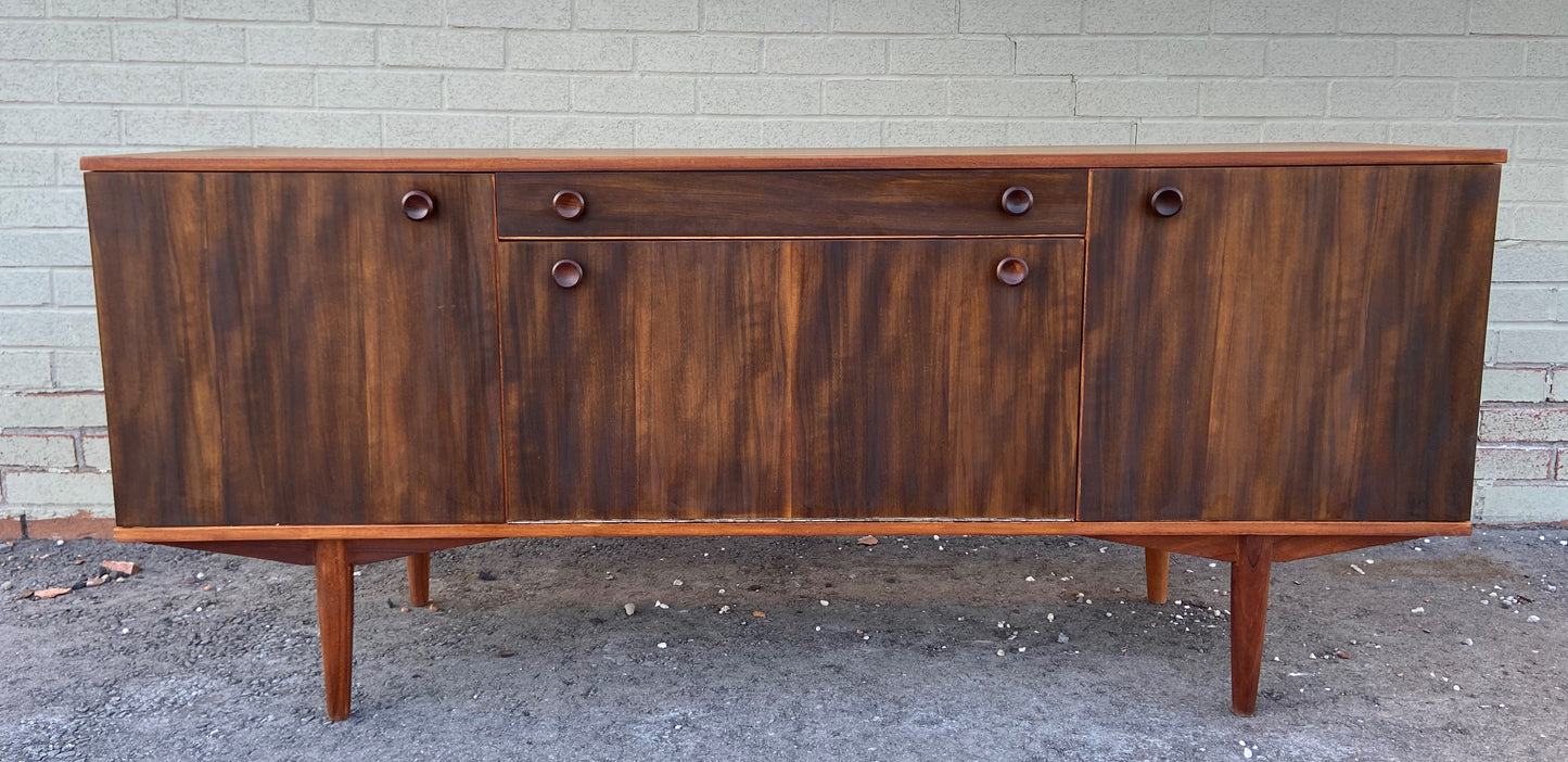 REFINISHED British MCM Sideboard Buffet Bar by Alfred Cox, 66" Perfect