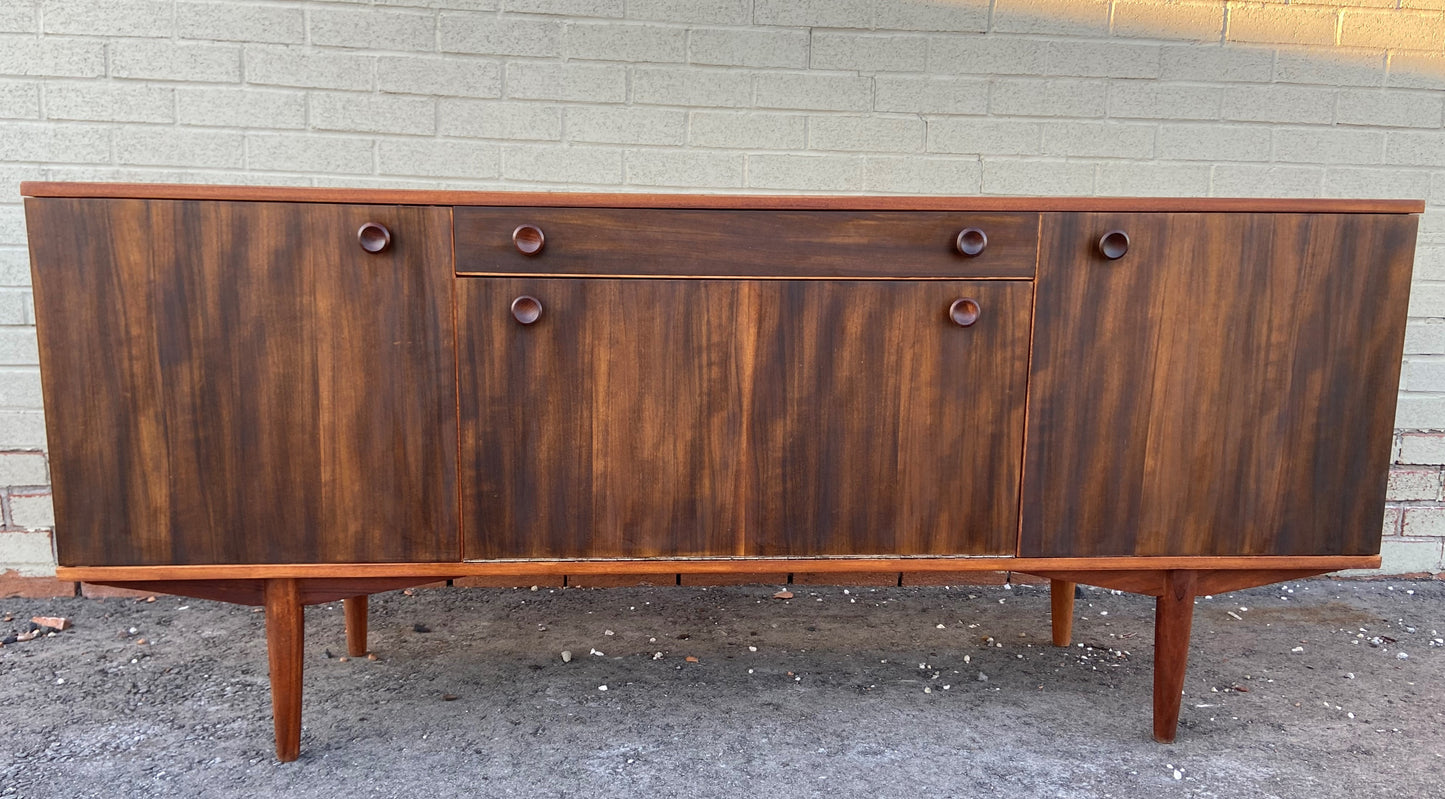 REFINISHED British MCM Sideboard Buffet Bar by Alfred Cox, 66" Perfect