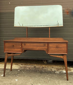 REFINISHED British MCM Vanity & Mirror or Desk by Alfred Cox, Perfect, Compact 3