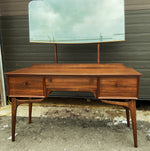 REFINISHED British MCM Vanity & Mirror or Desk by Alfred Cox, Perfect, Compact 1